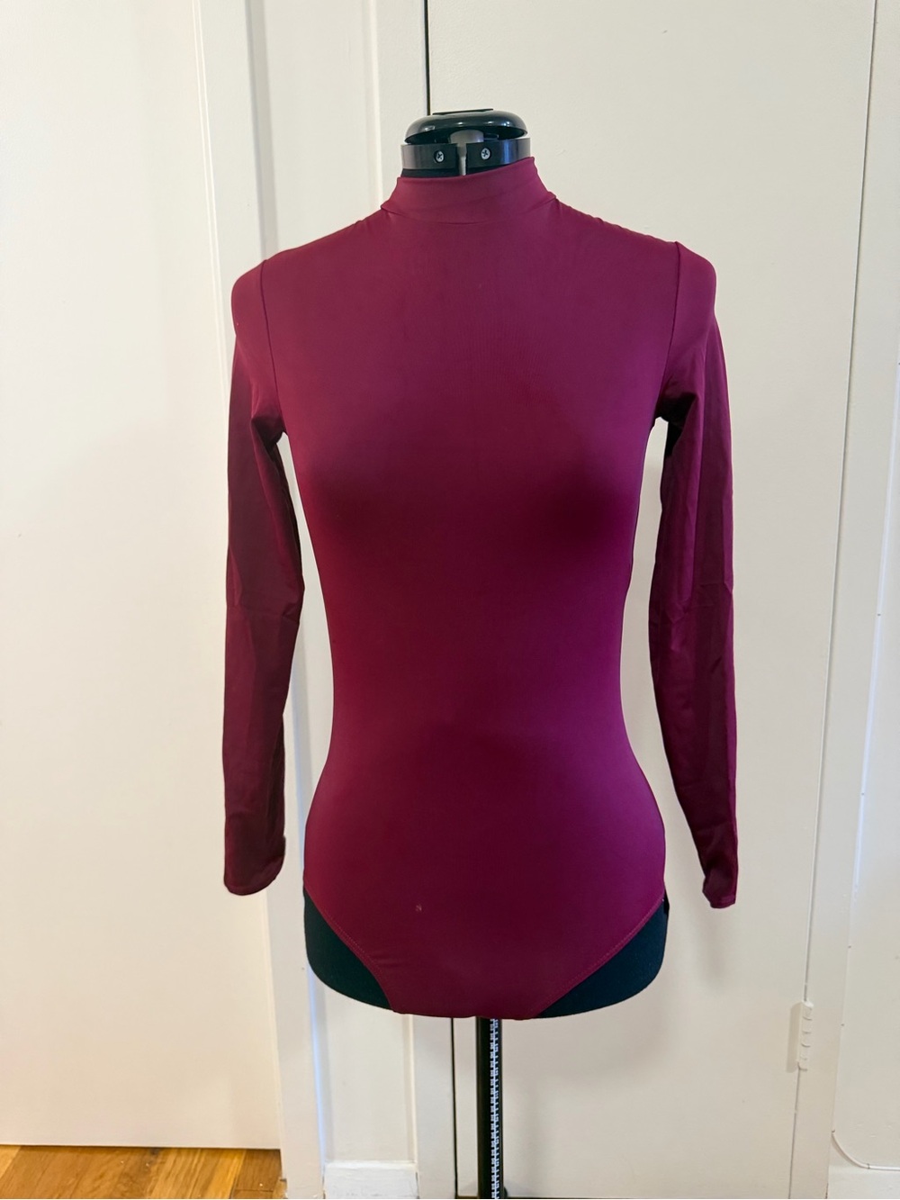 Balera Burgundy Long-Sleeve Mock Neck Leotard/Bodysuit with Zipper